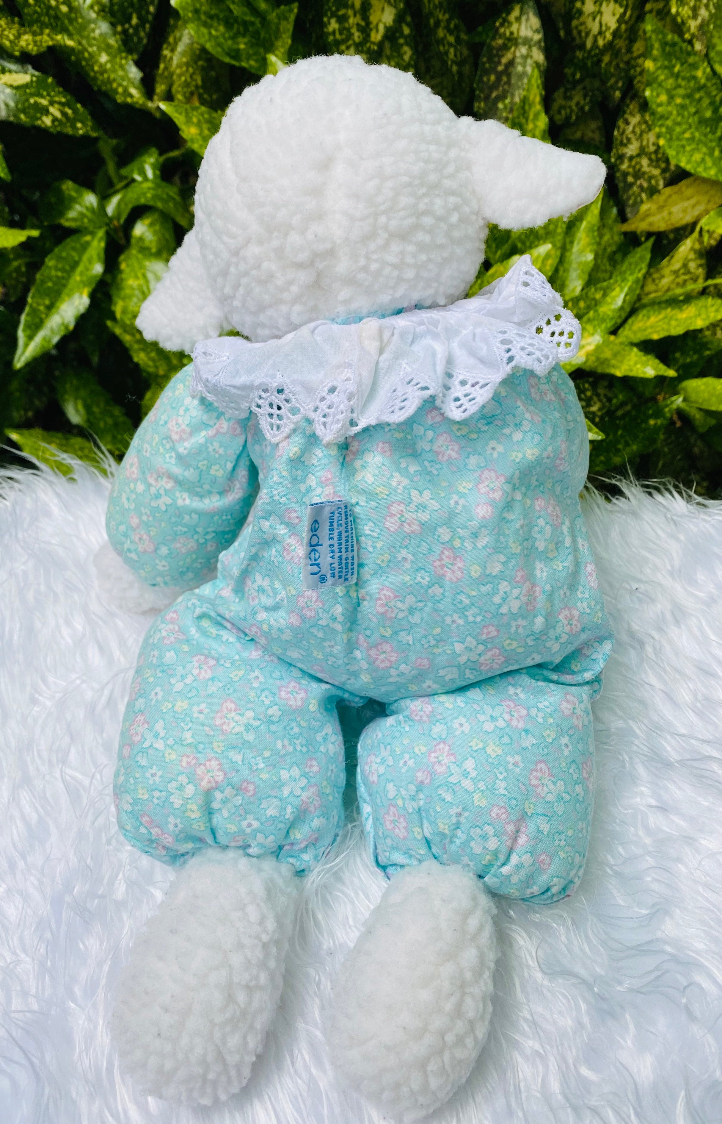 Vintage Eden Floppy Lamb Sheep in Floral Outfit The Teddy Bear Shelter